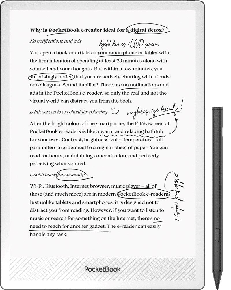 POCKETBOOK InkPad One - 10.3-Inch E Ink Touchscreen eReader with Adjustable Frontlight 3-Zoll