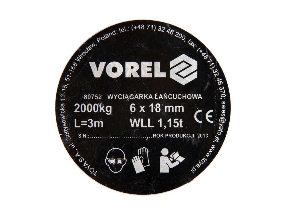 VOREL Chain Winch 2T 80752