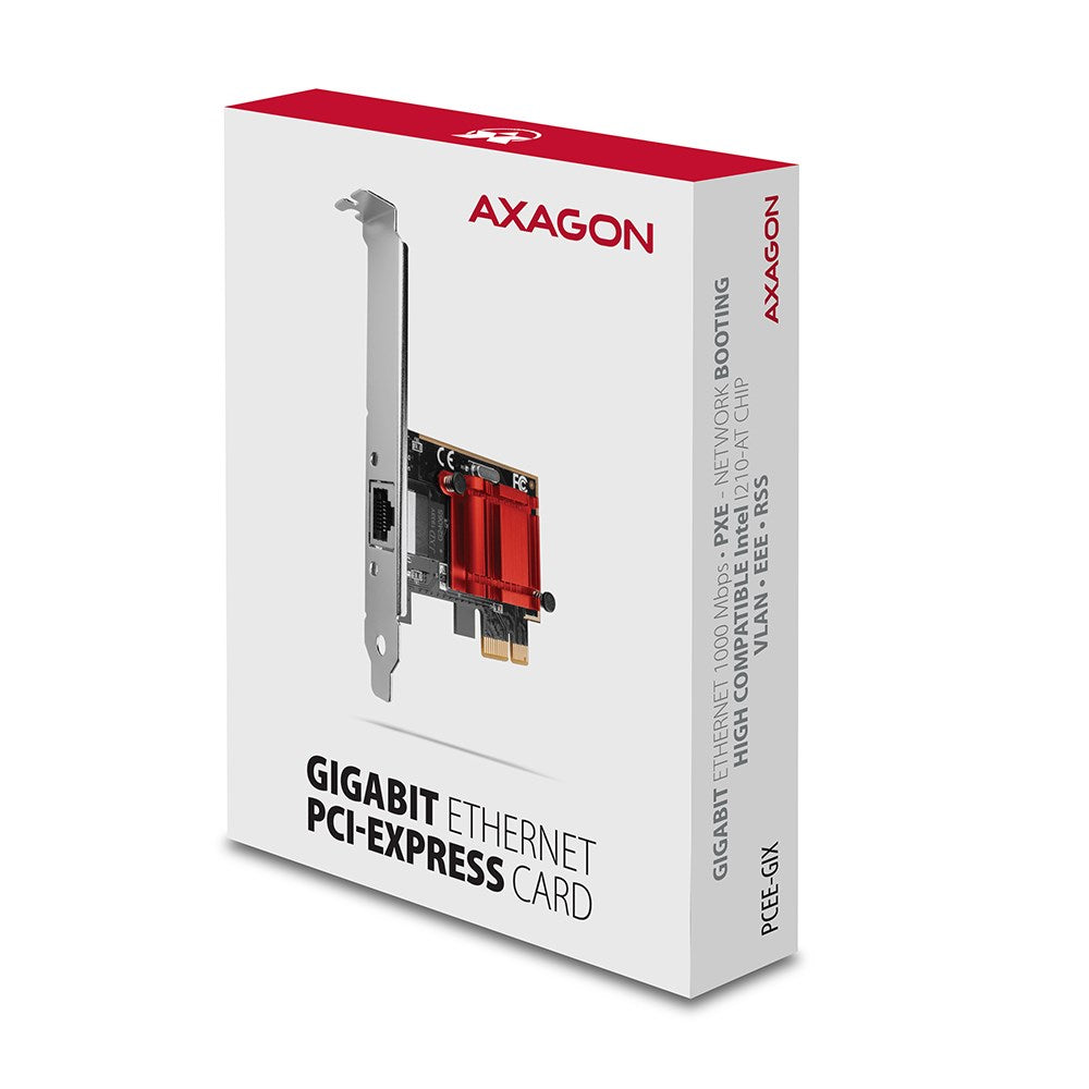 Axagon PCEE-GIX PCIe - Gigabit Ethernet adapter Intel i210AT  PXE  w. SP & LP