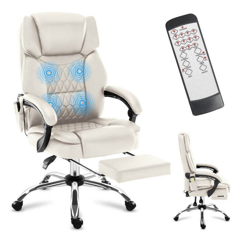 MARK ADLER Boss 6.0 Beige Heated Office Chair with Massage