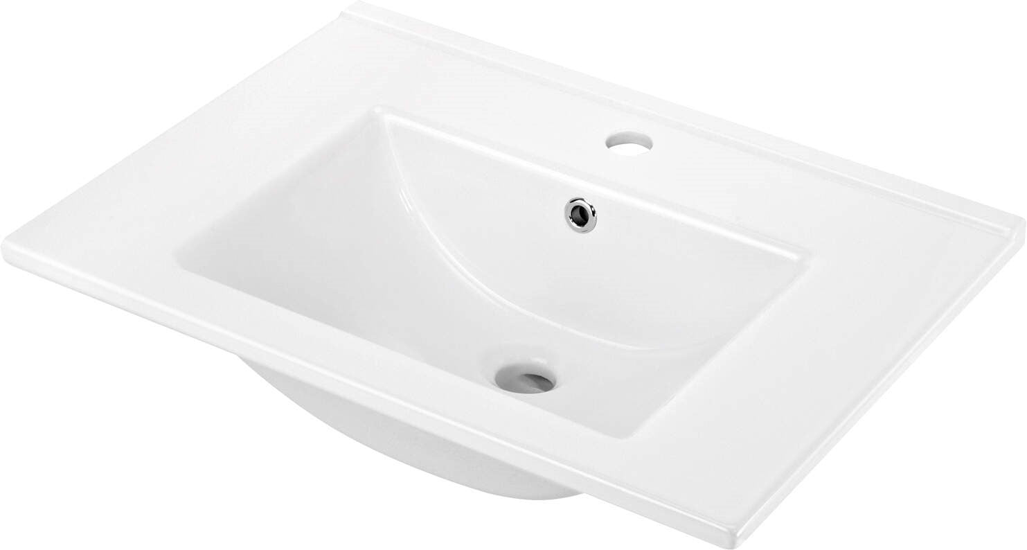 Ceramic Recessed Washbasin 60 cm with Space for a Tap