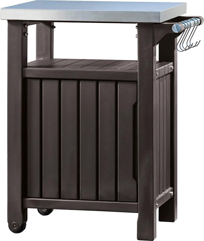 KETER Grill Table Brown Stainless Steel Top