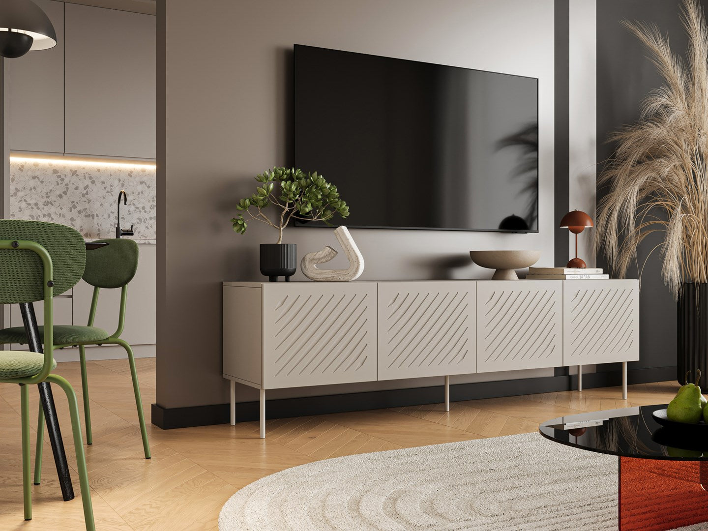 RTV Cabinet SIENA 200x40x60 Cashmere Matt