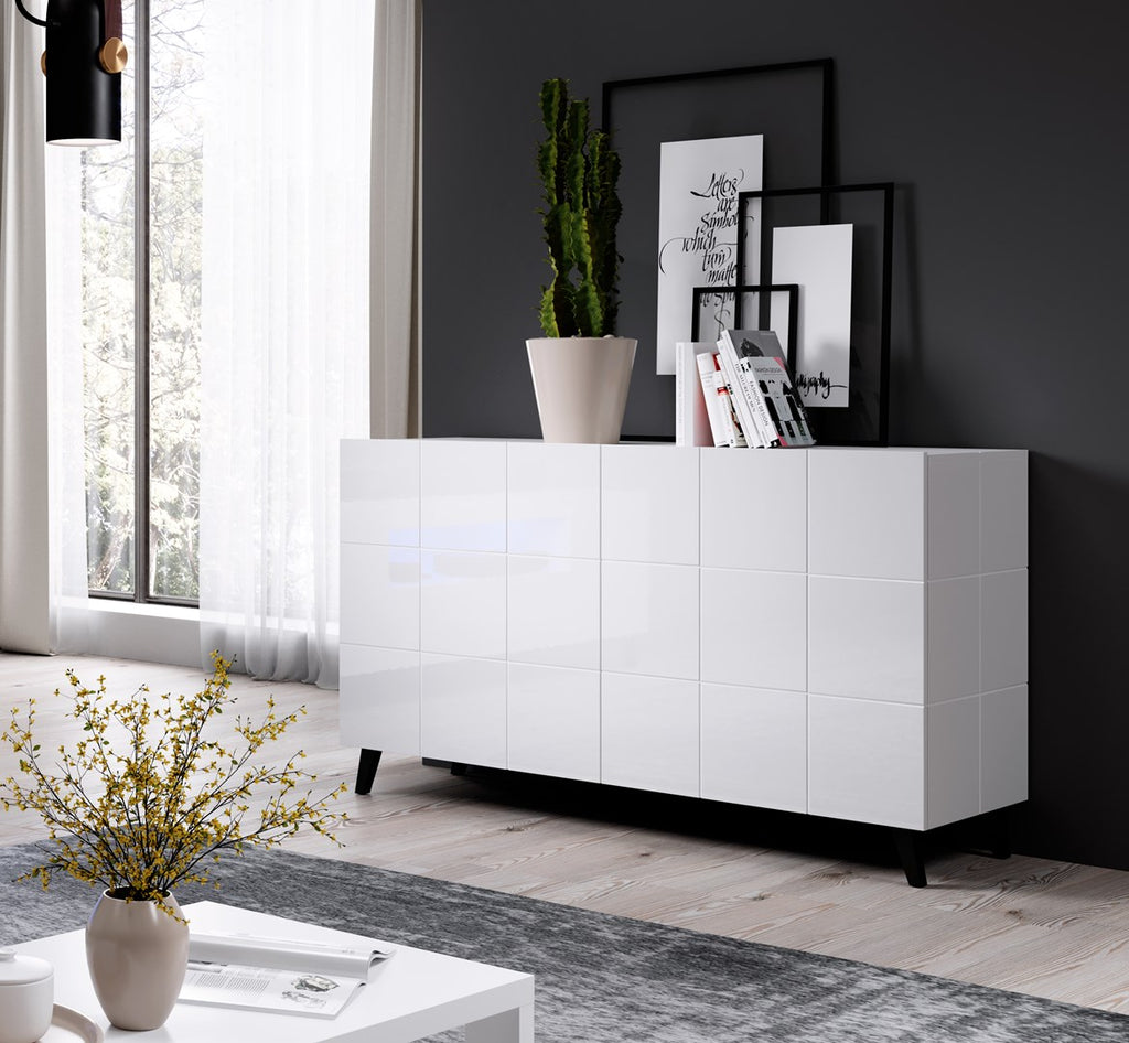 Cama Sideboard 2D REJA White Gloss/White Gloss - Modern Style