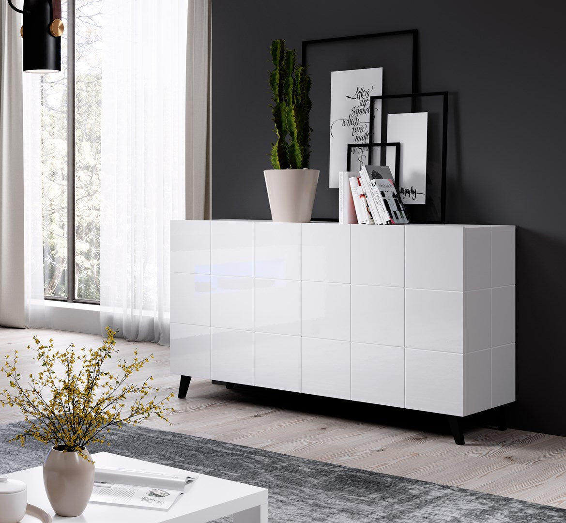 Cama Sideboard 2D REJA White Gloss/White Gloss - Modern Style