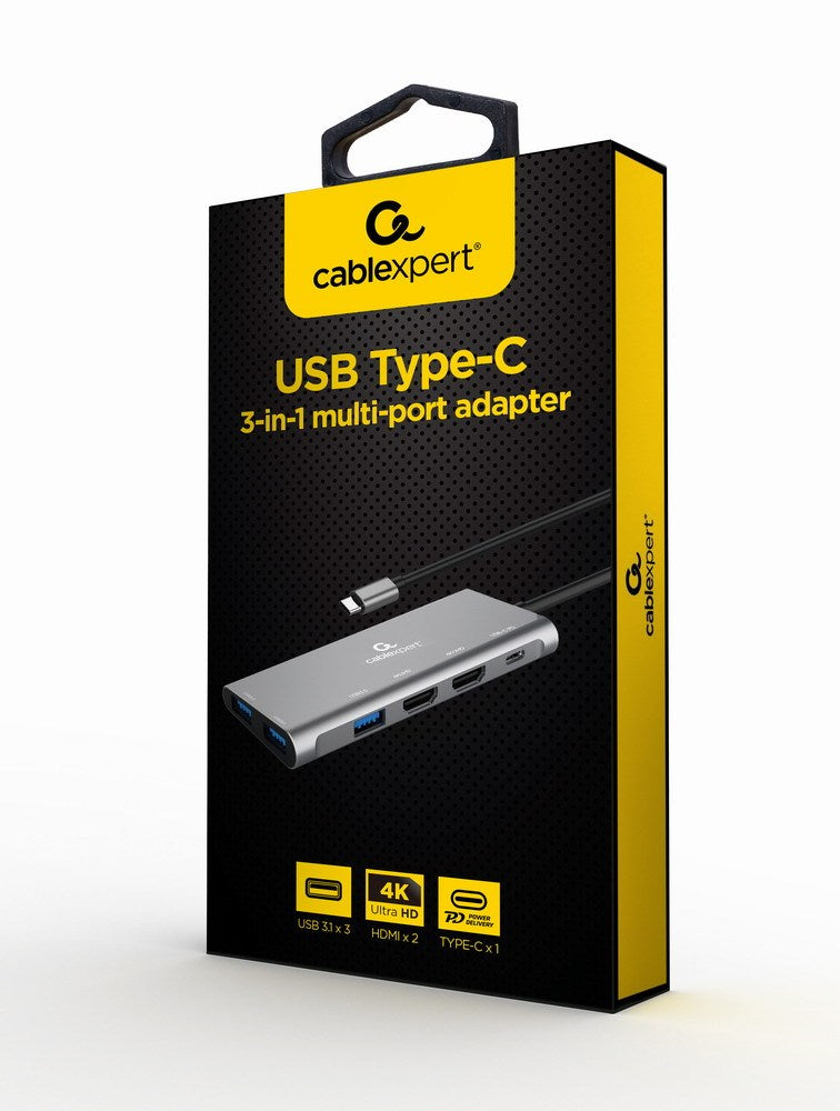 Gembird A-CM-COMBO3-03 USB Type-C 3-in-1 Multi-Port Adapter (Hub + HDMI + PD)