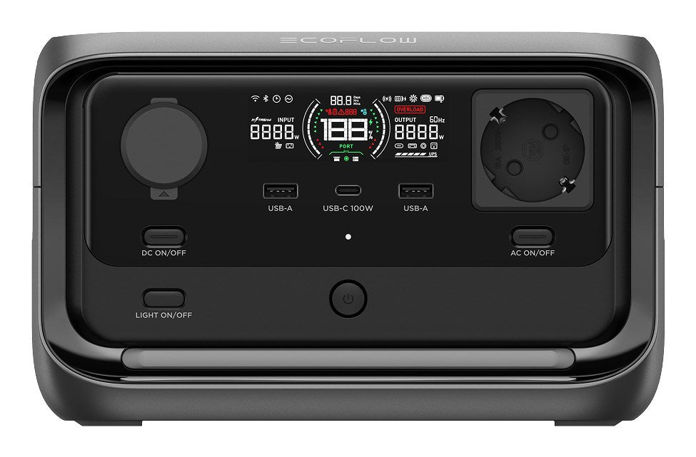 ECOFLOW River 3 PLUS Portable Power Station - 2674 W - 9 Output Ports - Black/Grey