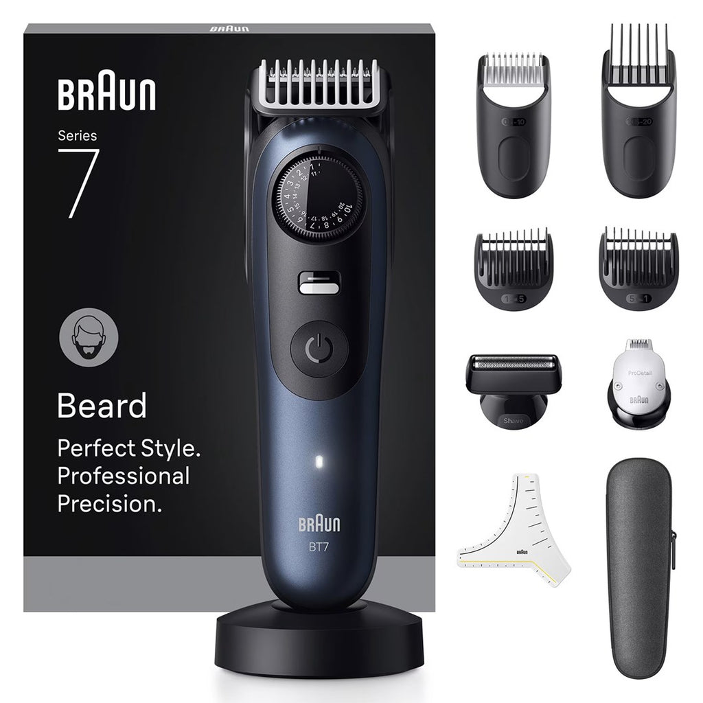 Braun BeardTrimmer 7 BT7540 beard trimmer Battery 40 2 cm Wet & Dry Black  Blue