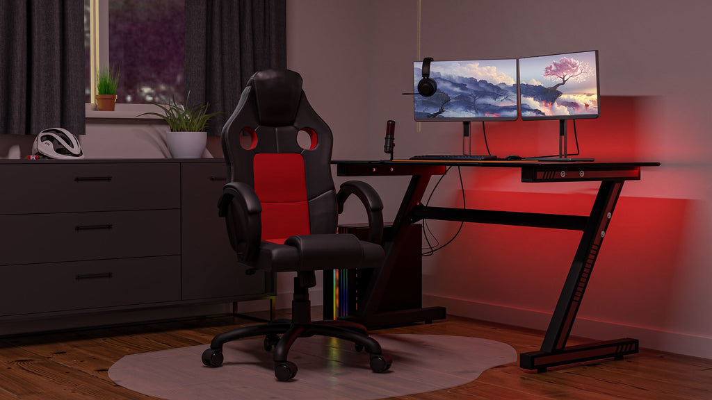 Topeshop ENZO Gaming Swivel Chair Red and Black with Padded Seat