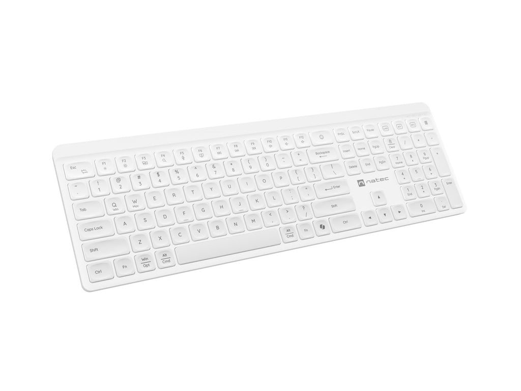 Natec Tang US wireless keyboard BT + 2.4 GHz quiet Slim white