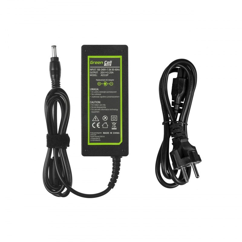 Green Cell AD33P Power Adapter 65W Indoor, Black