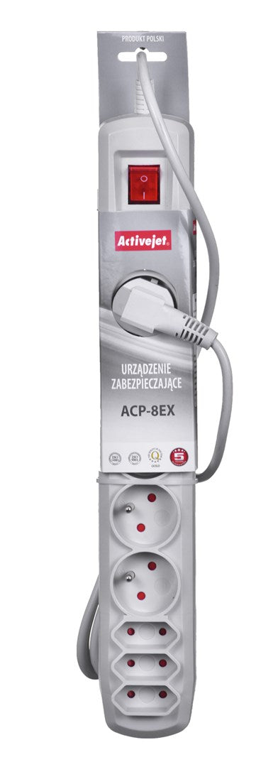 Activejet APN-8 G/5 M-GR Power Strip with Cord 5 m APN-8G/5M-GR