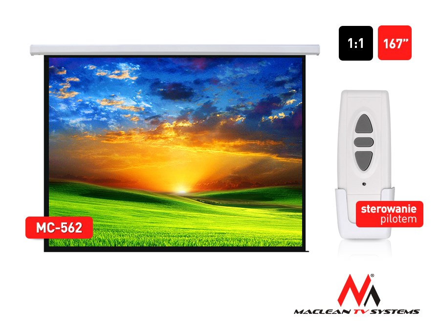 Maclean MC-562 Electric Motorized Projector Screen with Remote Control