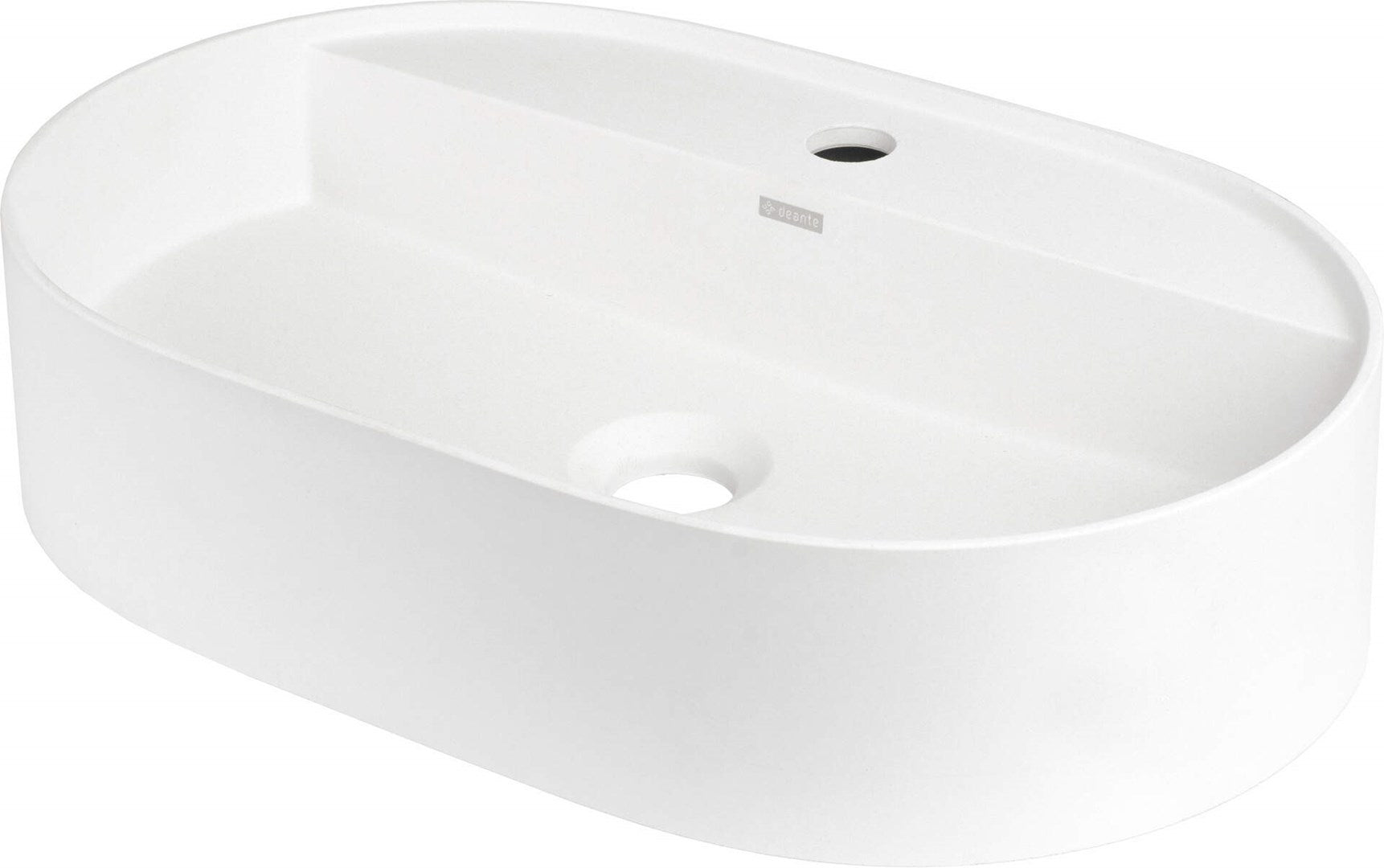Granite countertop washbasin with a faucet island - oval