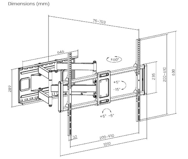 Gembird WM-120ST-01 TV Mount/Stand, 3.05 m (120), Black
