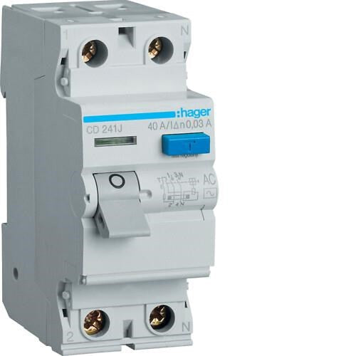 HAGER Residual Current Relay 40A 2-Pole 30mA Model CD241J