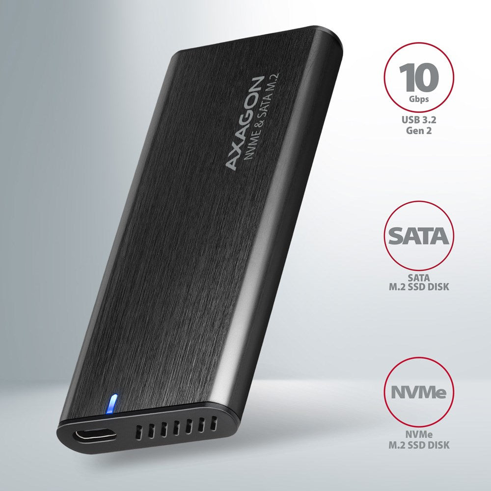 AXAGON SSD Enclosure USB-C 3.2 Gen 2 for M.2 NVMe & SATA EEM2-SB2