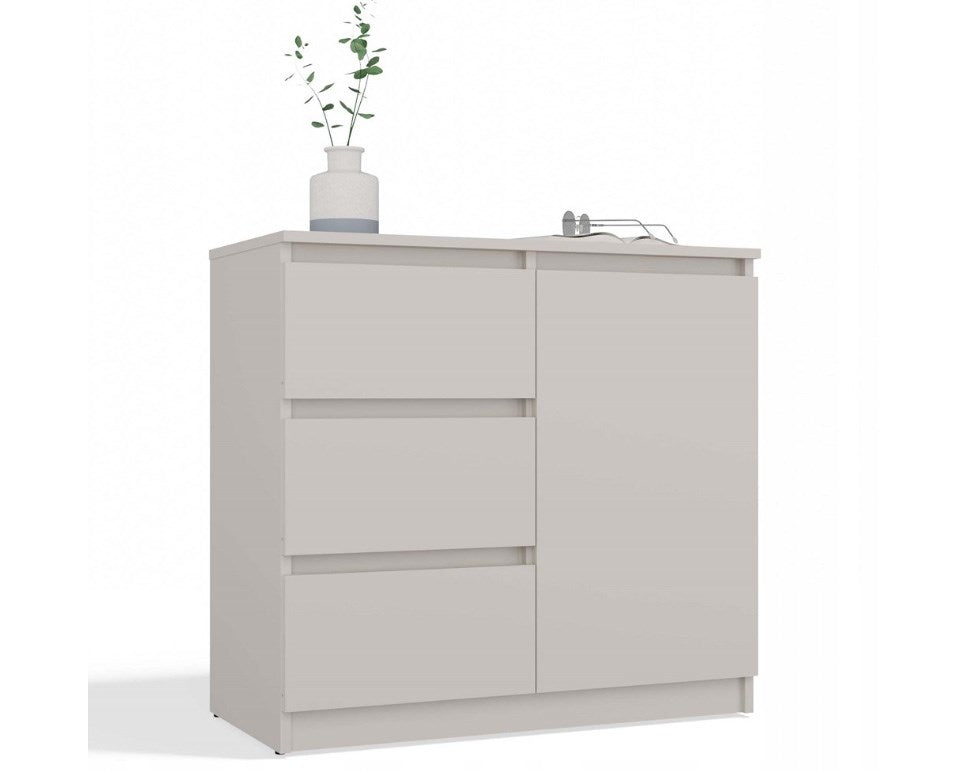 CHEST OF DRAWERS 1 DOOR 3 DRAWERS COLOUR CASHMERE