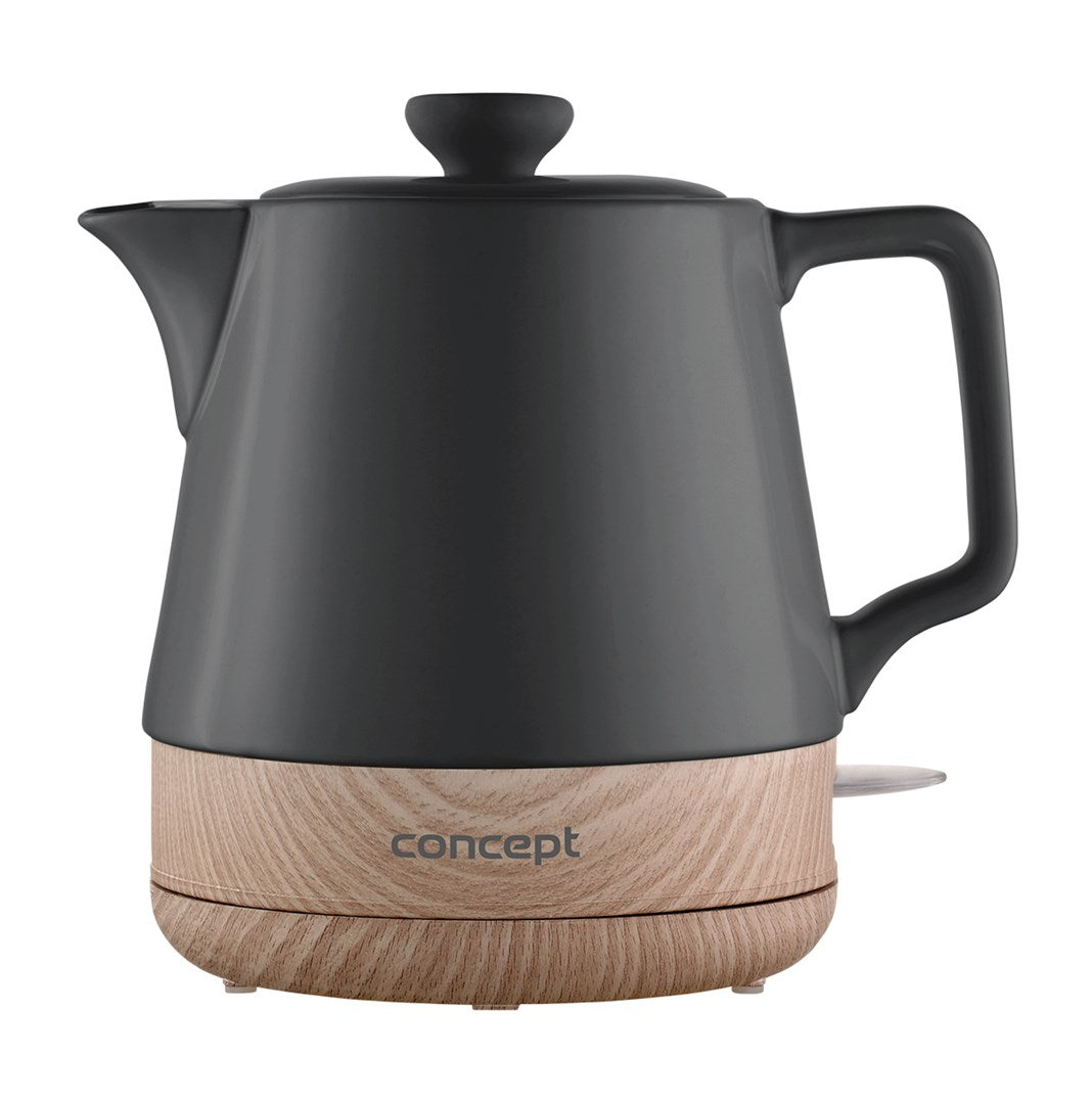 CONCEPT Electric Kettle 1 L 1200 W RK0062 Anthracite, Wood 255 mm Width 210 mm Length 205 mm Height
