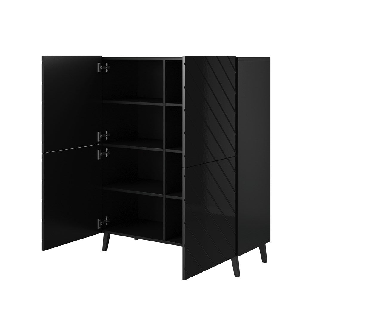 ABETO Shelving Unit 100.5 x 40 x 121.5 cm Black/Gloss Black