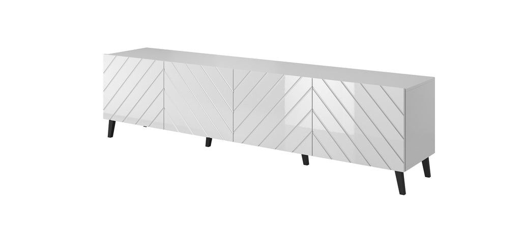 RTV Cabinet ABETO 200x42x52 White/Gloss White