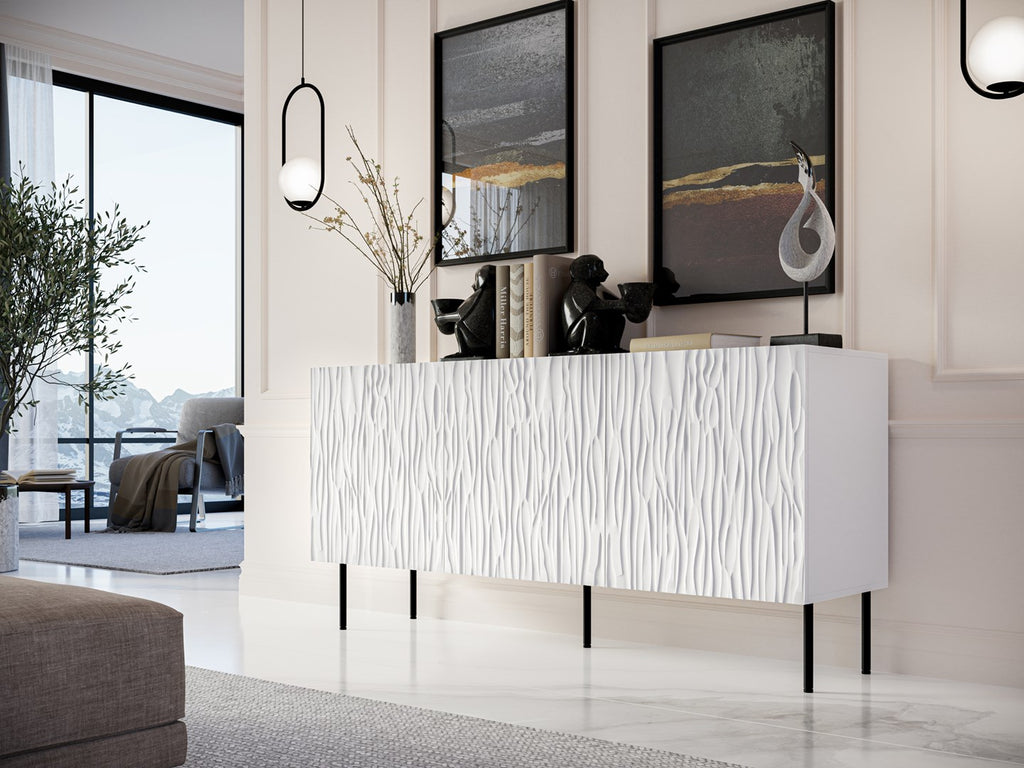 JUNGLE Chest 152x40.5x74.5 White Matte + Black Legs