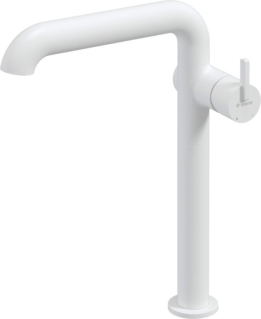 Tall washbasin mixer with rectangular spout