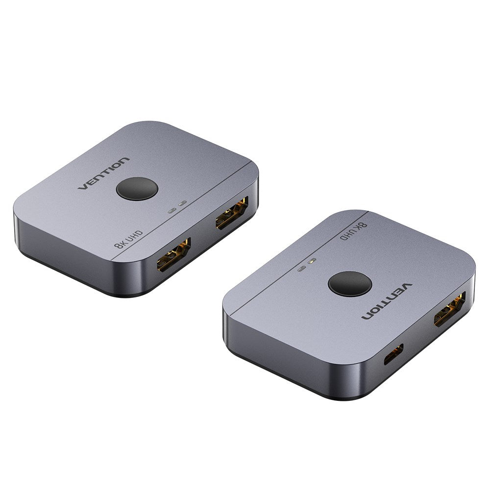 Vention 2-Port Bi-Directional 8K HDMI Switch - Gray Aluminum Alloy