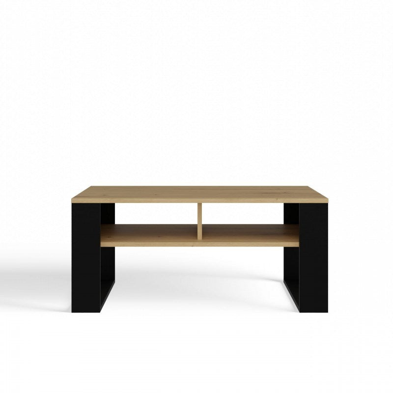 MODERN 2P Slim Coffee Table Artisan Oak/Black with Black Legs - Model: MODERN 2P SLIM