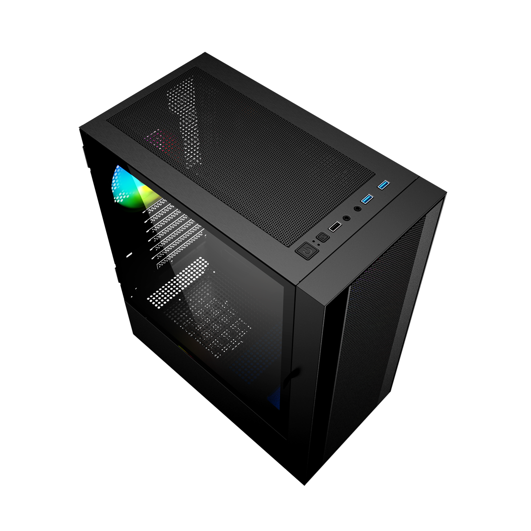 Gembird Fornax 4000 ARGB gaming ATX computer case  Midi Tower  backlight  Black