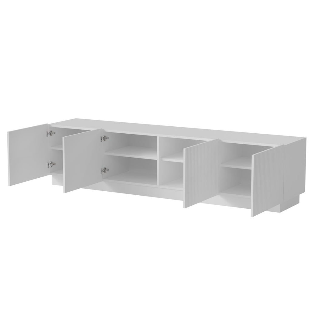 Cama MEBLE TV Cabinet LIVERTI 2000 mm, White, 4 Doors, Self-Assembly