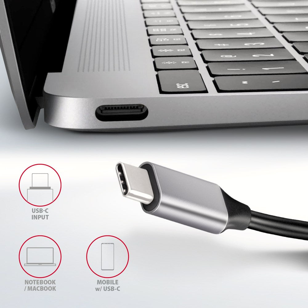 Axagon HMC-6H4A USB 3.2 Gen 1 hub  4x USB-A  HDMI 4k/30Hz  PD 100W  20cm USB-C cable