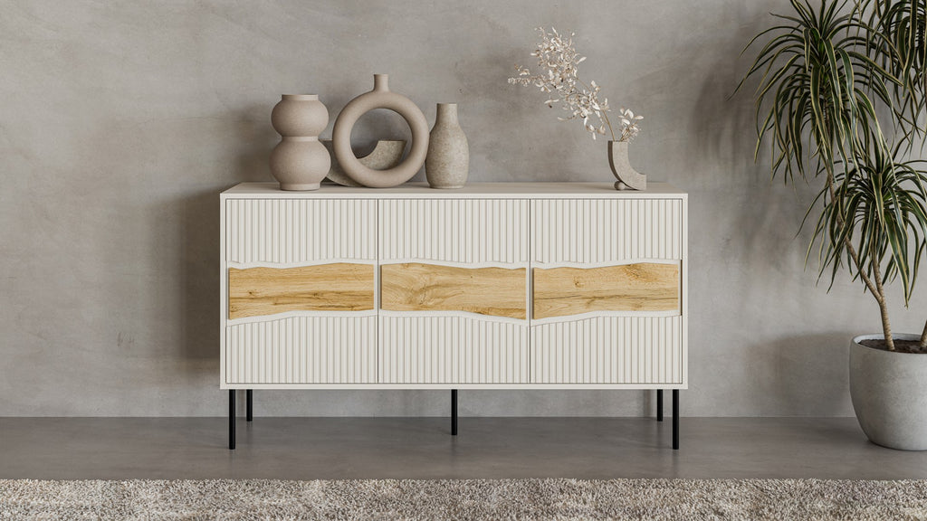 Cama INSERTO 3D Chest of Drawers - 143.5x40x80 cm - Cashmere + LED