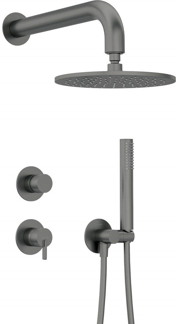 Deante Concealed Shower Set with Overhead Shower - Silia Titanium - NQS D9YK