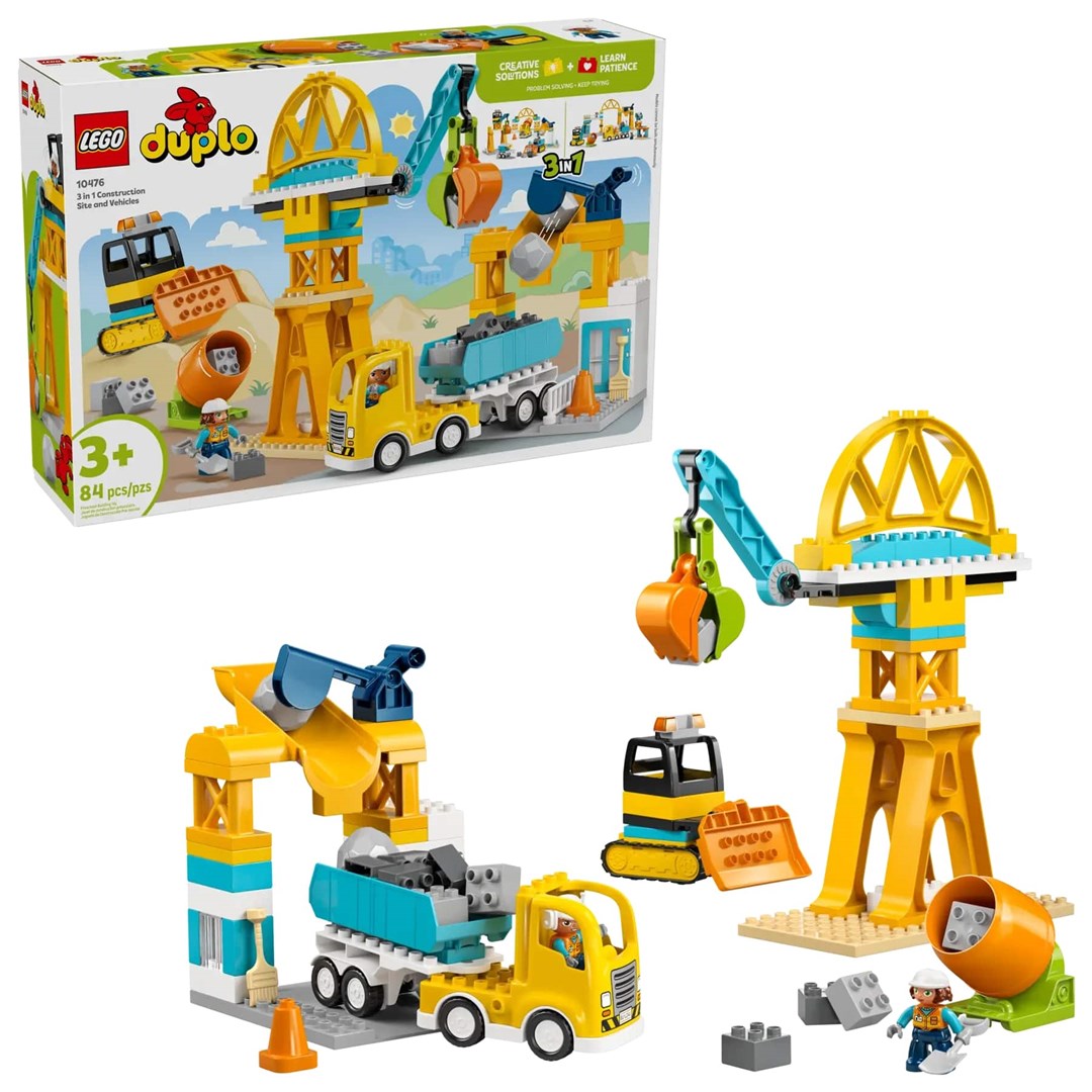 LEGO DUPLO 3 in 1 Construction Site and Vehicles Toy for Toddlers 3+ - 10476