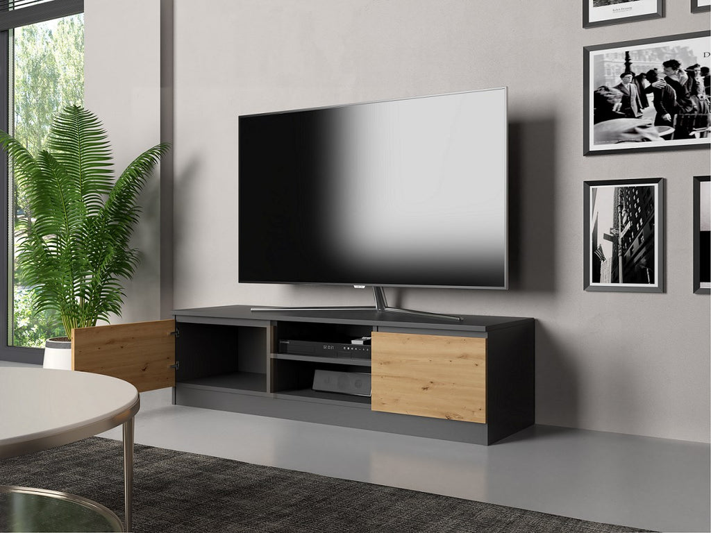 Topeshop RTV 140 Antr/Artis TV Stand with 2 Shelves - 140 cm