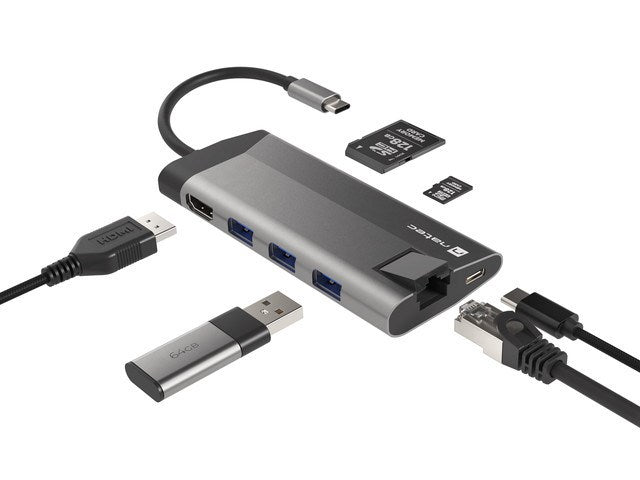 NATEC USB Hub Type-C RJ45 MicroSD HDMI Model NMP-1690