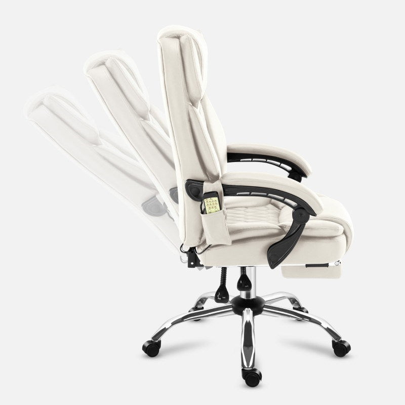 MARK ADLER Boss 6.0 Beige Heated Office Chair with Massage