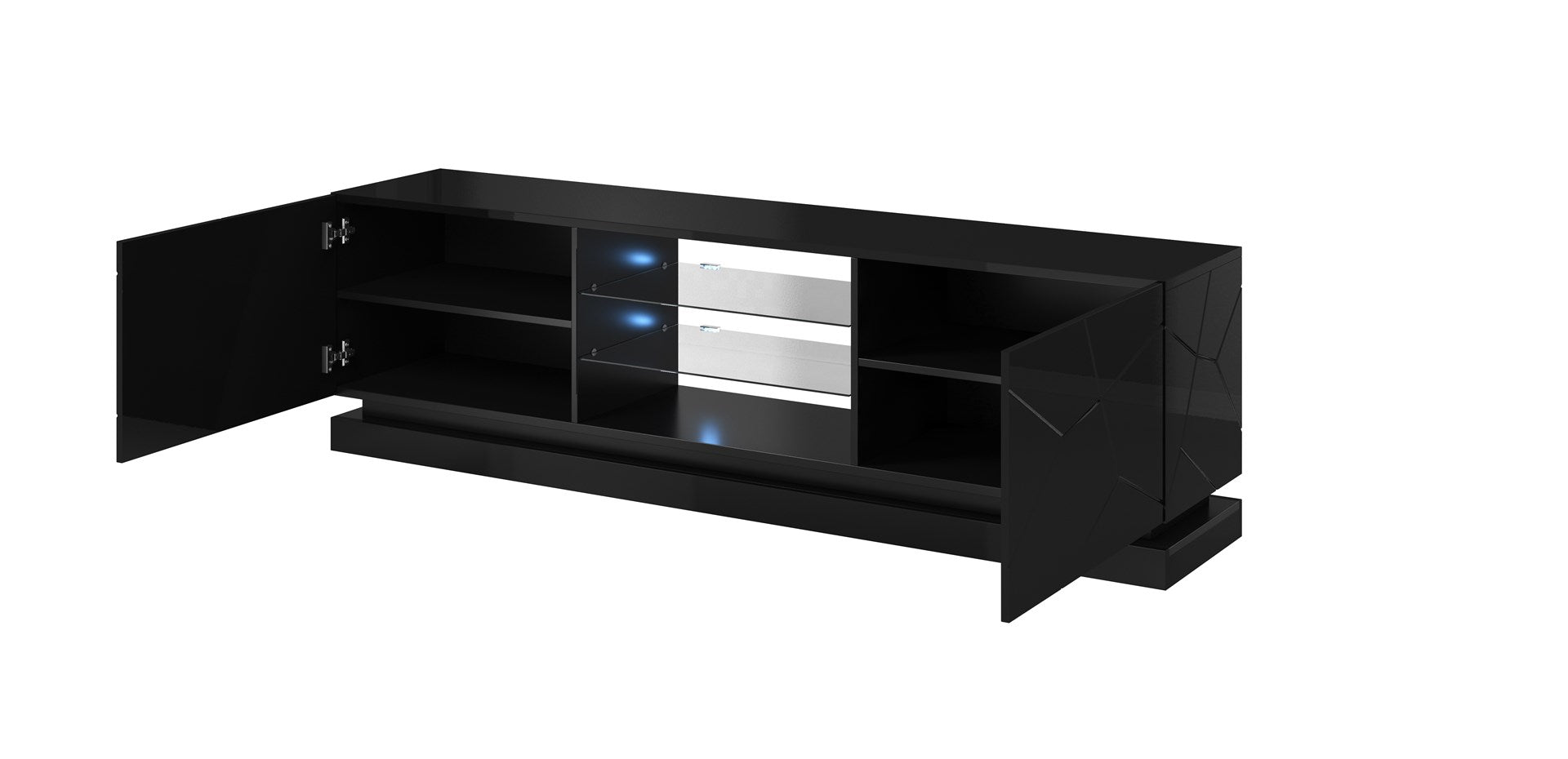 Cama TV Cabinet QIU 200 MDF Black Gloss/Black Gloss
