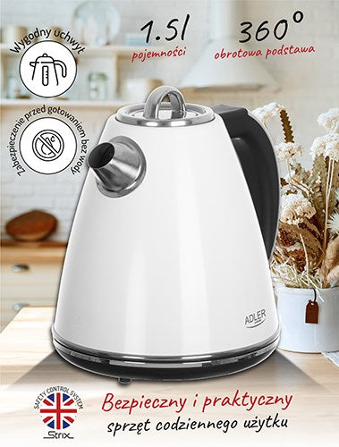 Adler Electric Kettle 1.35 L 1350 g White AD 1343