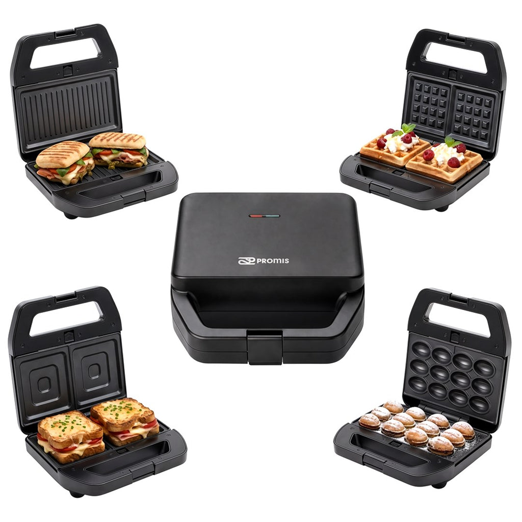 PROMIS Sandwich Maker 4-in-1 750W Non-Stick Plates STP45