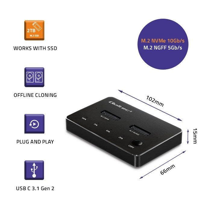 M.2 NVMe SATA USB-C DUAL Docking Station