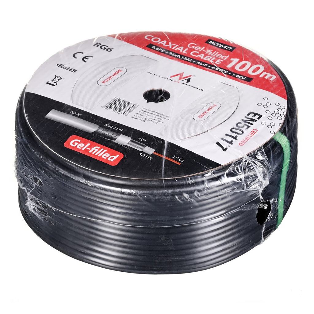 Maclean MCTV-477 Coaxial Cable 100 m Black