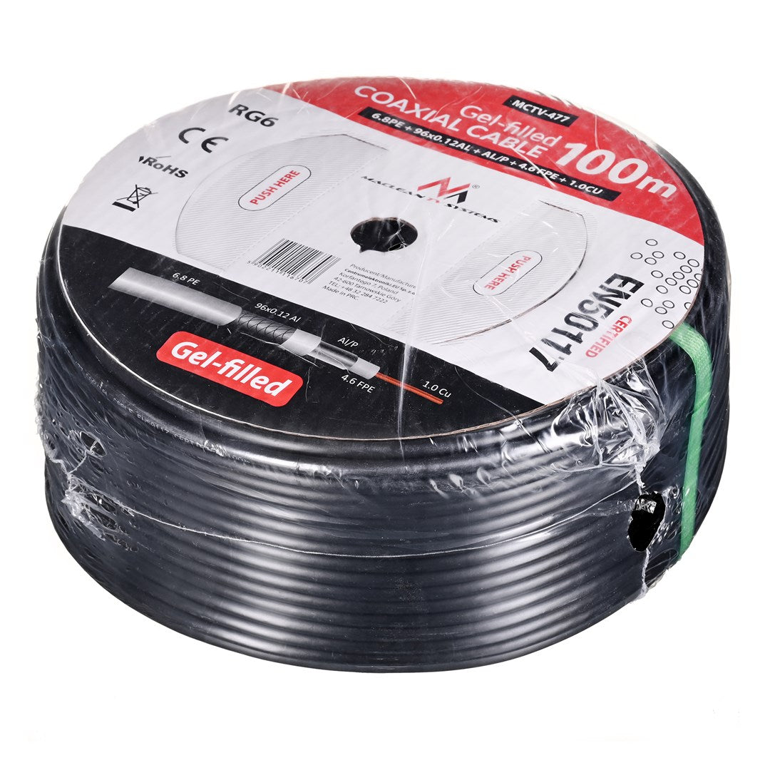 Maclean MCTV-477 Coaxial Cable 100 m Black