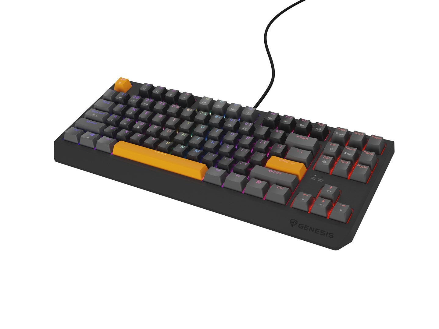 GENESIS Thor 230 TKL Gaming Keyboard USB + RF Wireless + Bluetooth Black Grey Orange