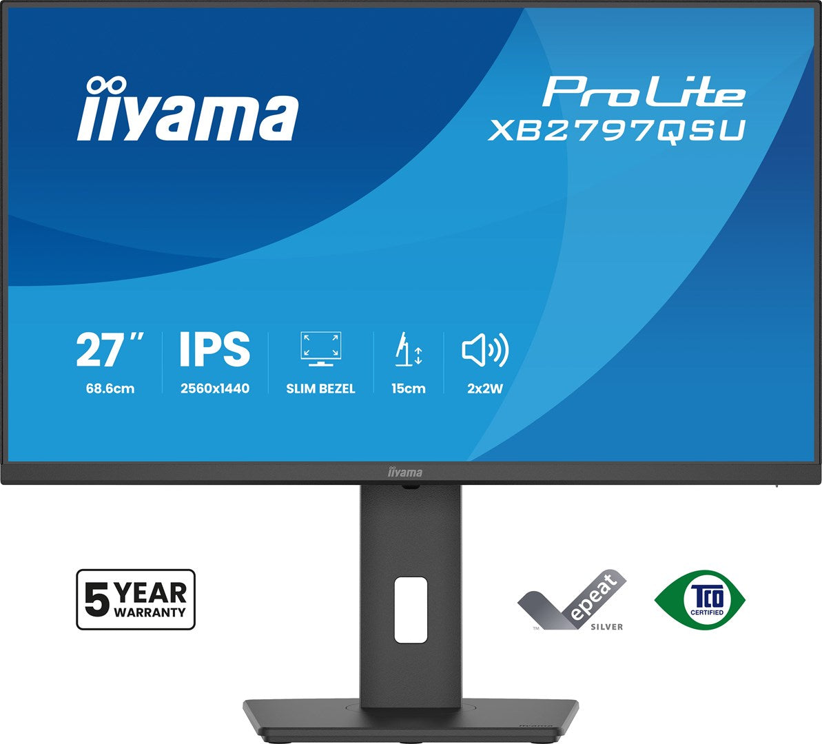 IIYAMA Computer Monitor 27 inch Quad HD 2560 x 1440 IPS XB2797QSU-B1