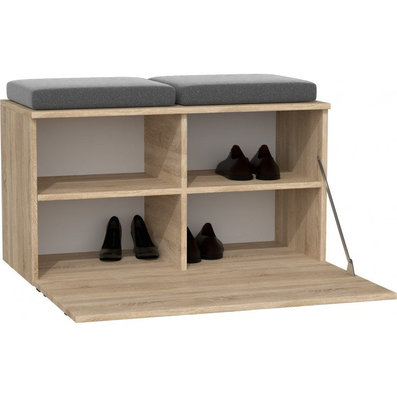 Topeshop OPAL Shoe Cabinet Closed Sonoma Oak with Seat Model OPAL