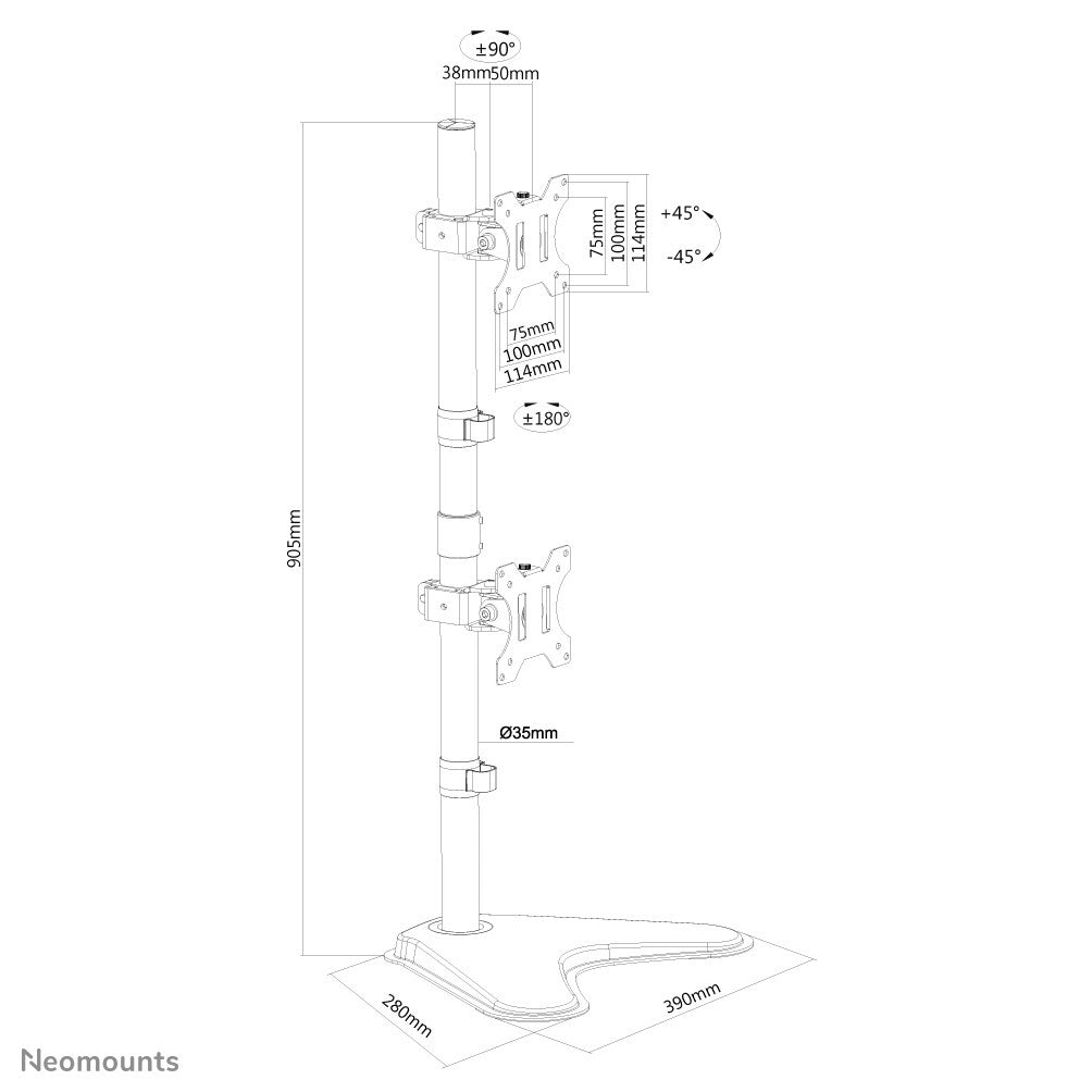Neomounts FPMA-D550DDVBLACK 2fach Monitor-Tischhalterung 25,4 cm (10) - 81,3 cm (32) Schwenkbar, Rotierbar, Neigbar, Stand Schwarz