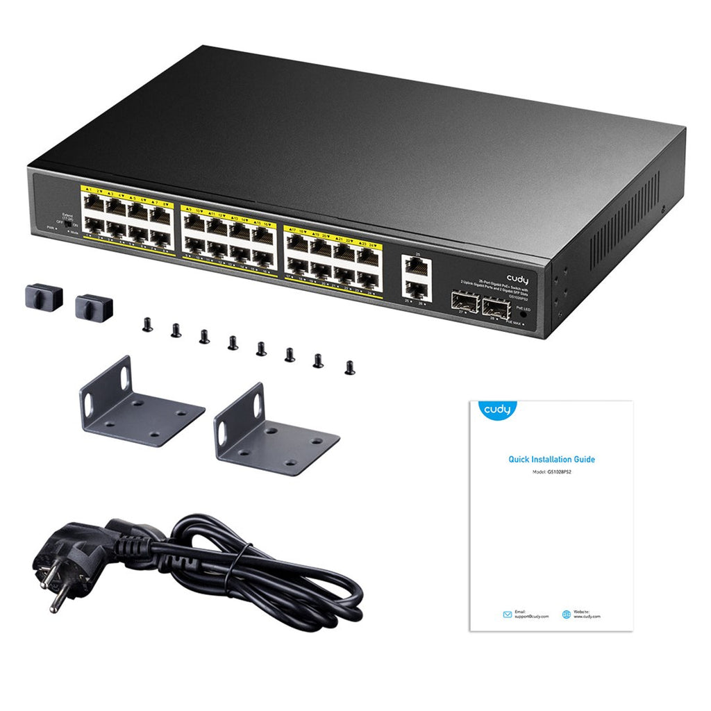 CUDY 24-GbE PoE Switch | 2 Uplinks