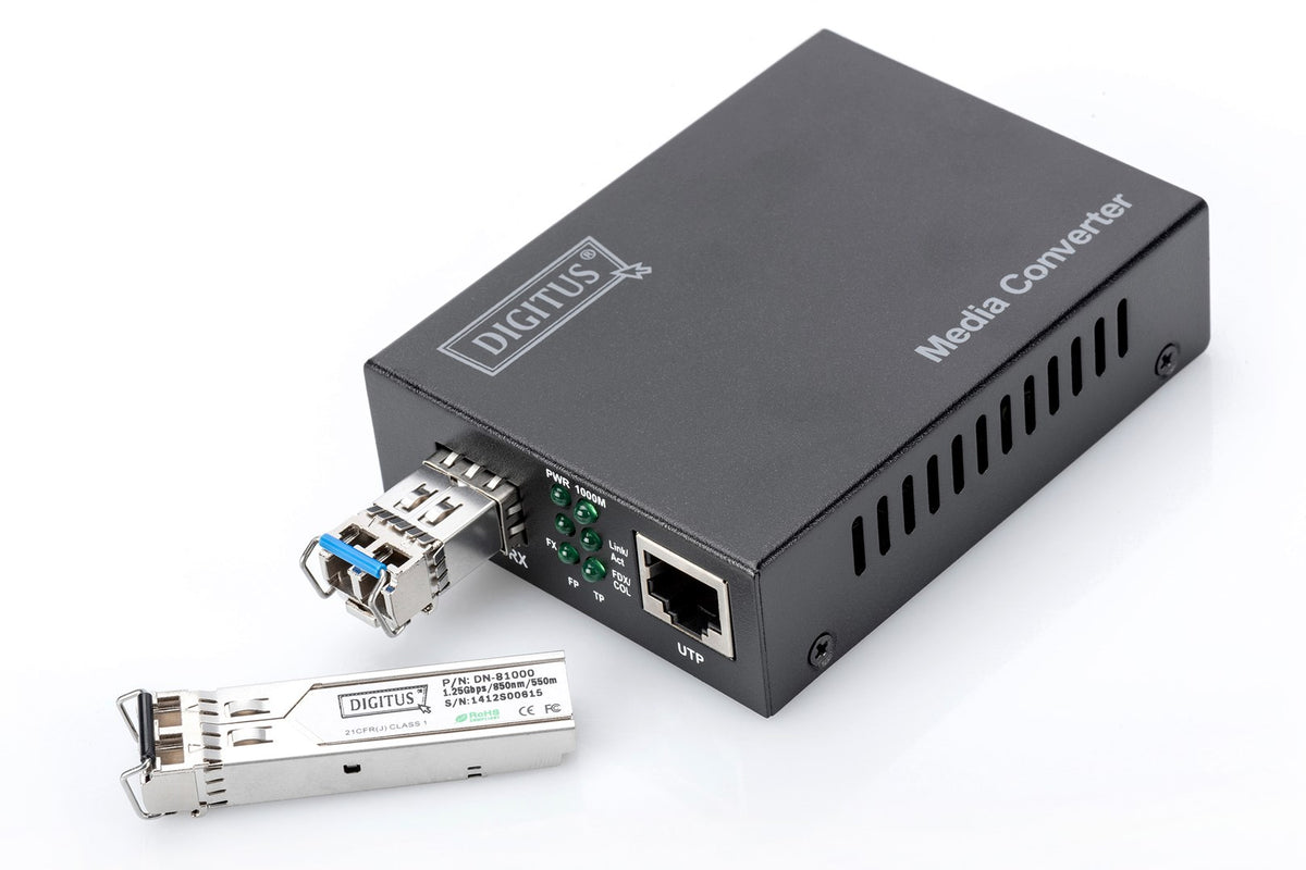 DIGITUS DN-82211 Media Converter - 10 GigE, 5 GigE, 2.5 GigE - RJ-45/ SFP+ 1000Base-T 10GBase-T 10GBase-R 2.5GBase-T 5GBase-T 5GBase-R 2.5GBase-X